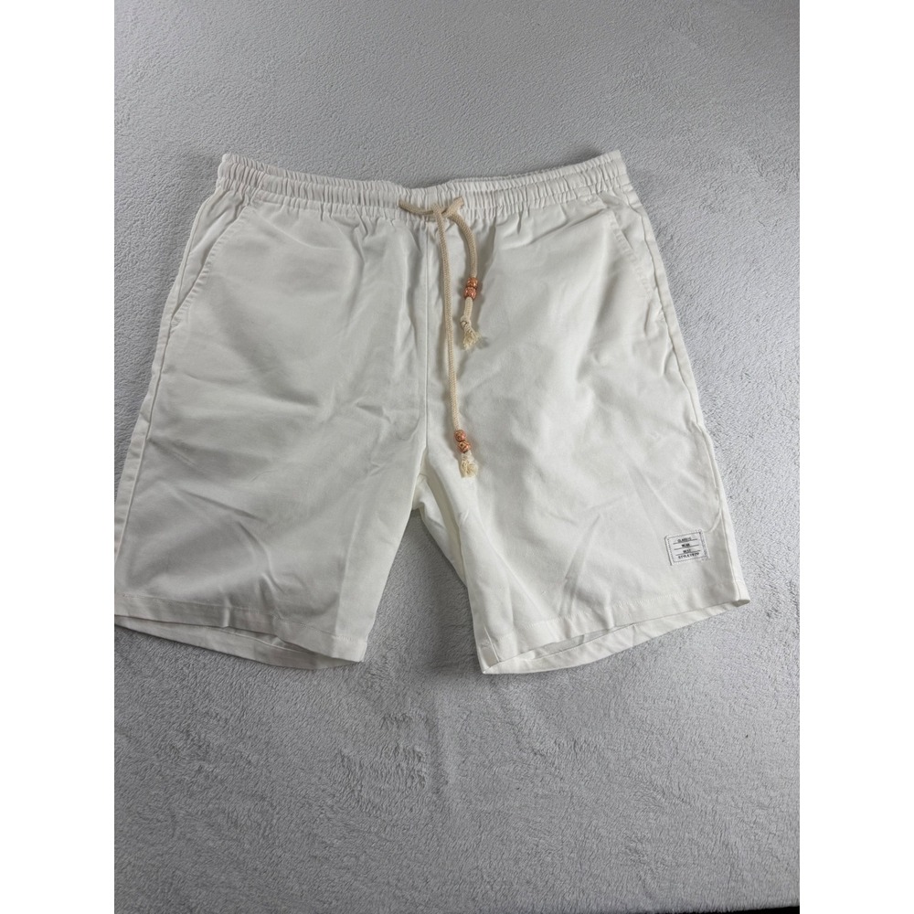JMIERR Mens Off White Cotton Linen Blend Drawstring Casual Shorts Size 38 NWT